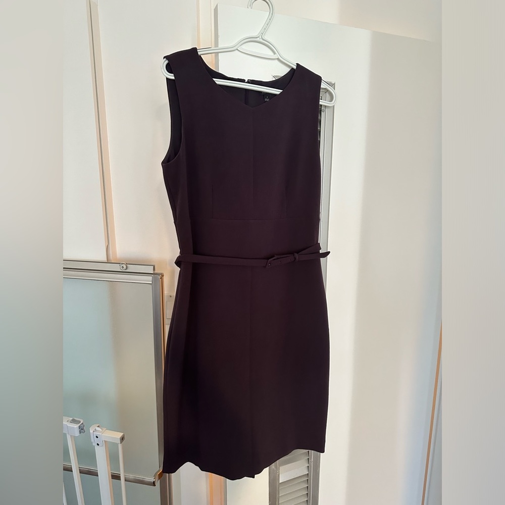 Ann Taylor Belted Work Dress in Purple - Size 8